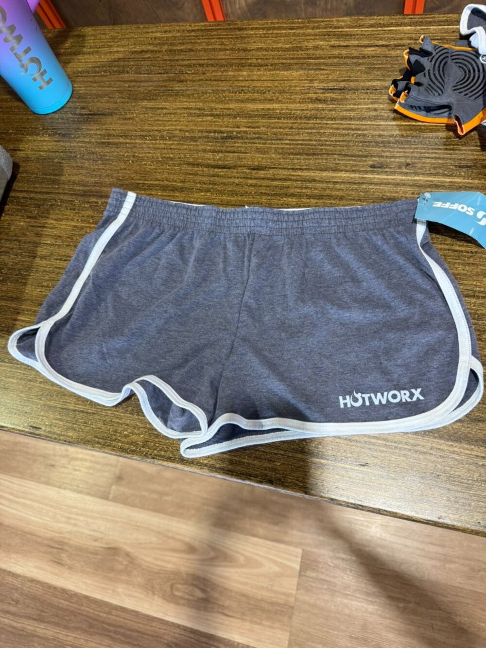 HOTWORX Gray and White Soffe Athletic Shorts SIZE LARGE